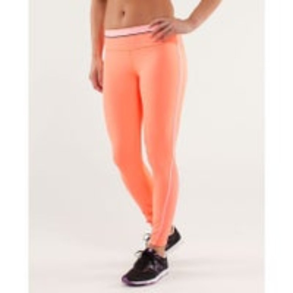 Lululemon Run Times Pants Pop Orange Leggings Size 8